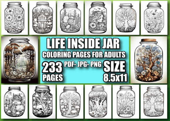 Life Inside Jar Coloring Book for Adults