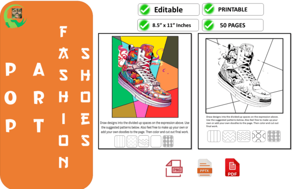 Pop Art Fashion Shoes Coloring Page Boys